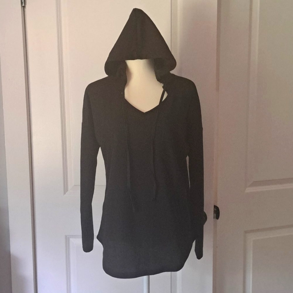 Morhuduck Women V Neck Hoodie Long Sleeve Sweatshirt Drawstring Pullover M NWT